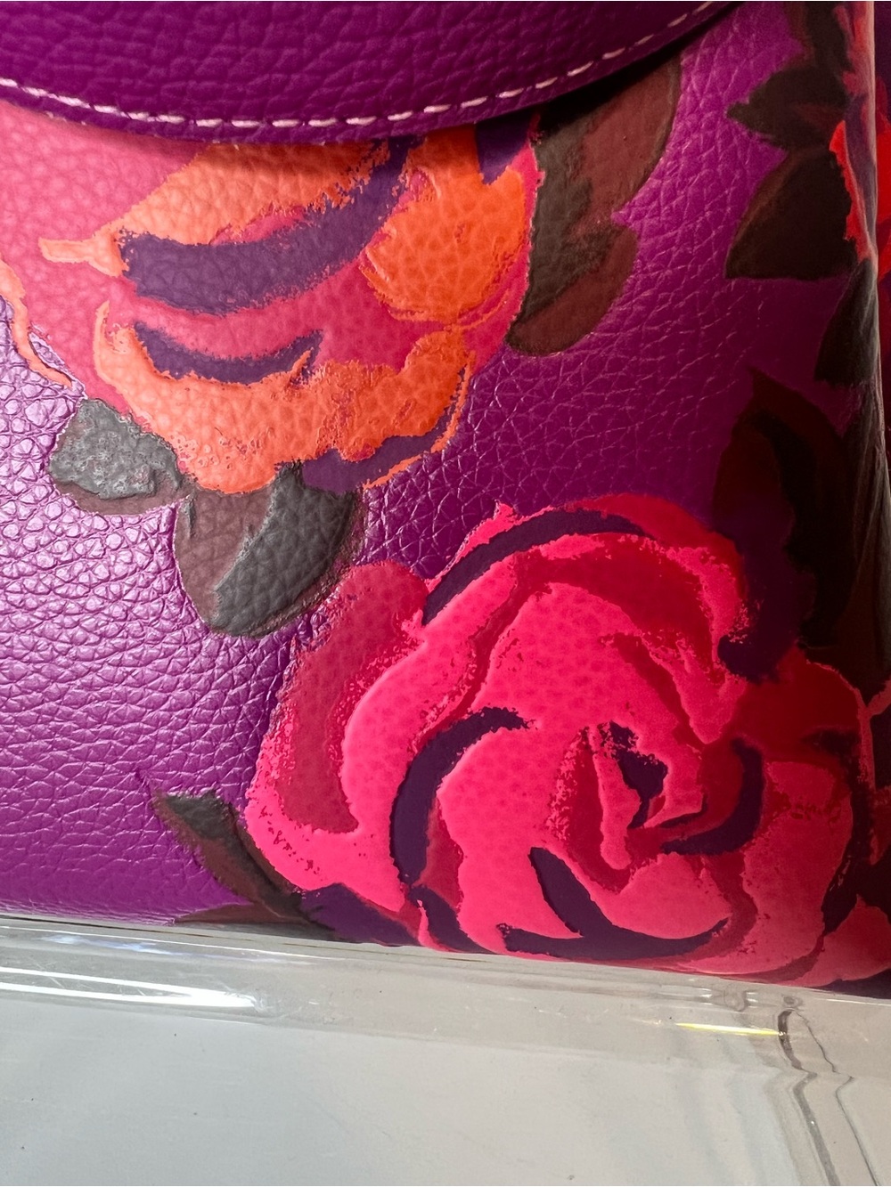 Coach Purple Floral Leather Bucket Bag - Picture 4 of 15